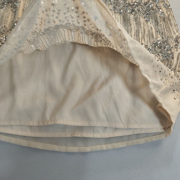 H&M Cream Womans Cream/Silver Sequin About Knee Skirt, NWT Size 8 - Picture 5 of 7